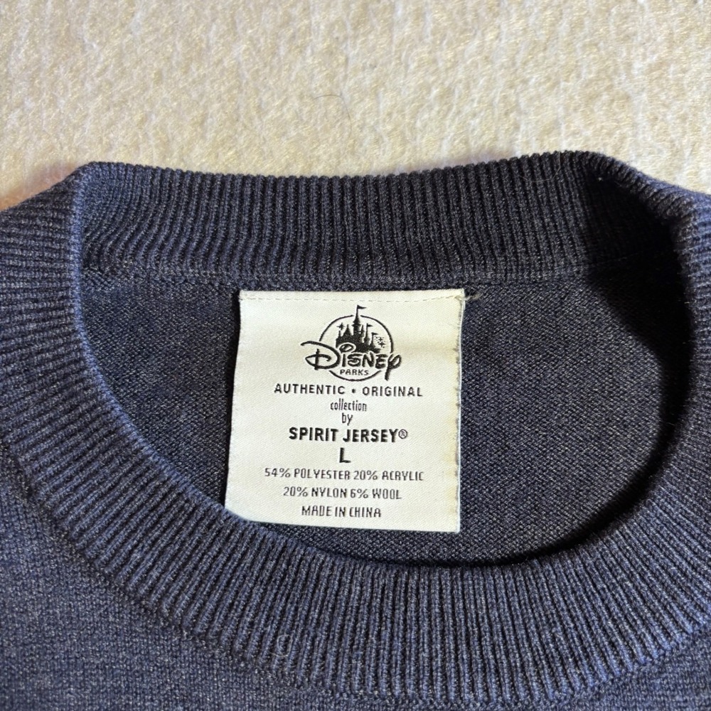 Disney Parks Spirit Jersey Knit Sweater Mens Large Blue Disneyland Resort Wool - Picture 3 of 7